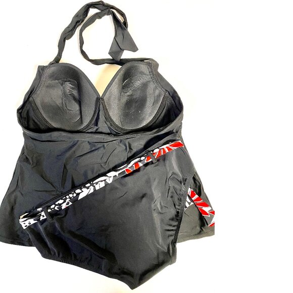 NEW 2pc Black Merona Tankini Top XL; New Directions XL Size Swimwear #053 - Picture 3 of 3